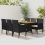 Set da Pranzo per Esterni 7 pz in Polyrattan Nero