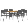 Set da Pranzo per Esterni 7 pz in Polyrattan Grigio