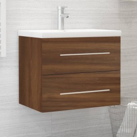 Mobile Bagno Lavabo Integrato Rovere Marrone Legno Multistrato