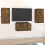 Set Mobili Porta TV 3 pz Rovere Fumo in Legno Multistrato