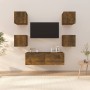 Set di Mobili TV a Parete Rovere Fumo in Legno Multistrato