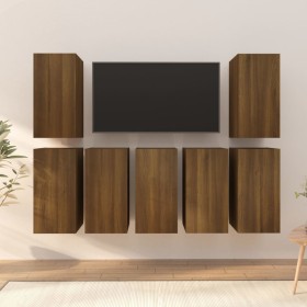 Mobili TV 7 pz Rovere Marrone 30,5x30x60cm in Legno Multistrato