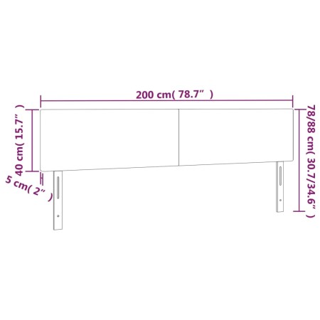 Testiera a LED Blu Scuro 200x5x78/88 cm in Velluto