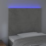 Testiera a LED Grigio Chiaro 100x5x118/128 cm in Velluto