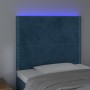 Testiera a LED Blu Scuro 100x5x118/128 cm in Velluto