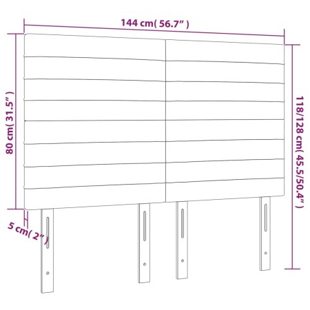 Testiera a LED Crema 144x5x118/128 cm in Tessuto