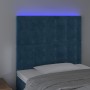 Testiera a LED Blu Scuro 100x5x118/128 cm in Velluto