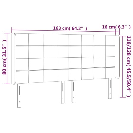 Testiera a LED GrigioScuro 163x16x118/128cm inTessuto