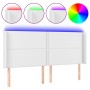 Testiera a LED Bianco 203x16x118/128 cm in Similpelle