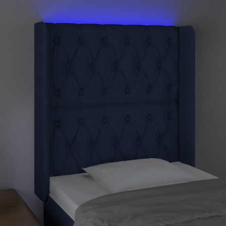 Testiera a LED Blu 83x16x118/128 cm in Tessuto