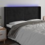 Testiera a LED Nera 203x16x118/128 cm in Velluto