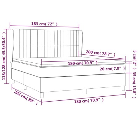 Giroletto a Molle con Materasso Grigio Chiaro180x200 cm Tessuto