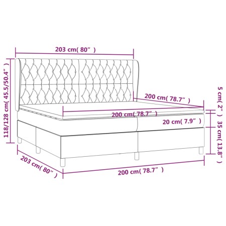 Giroletto a Molle con Materasso Grigio Scuro 200x200 cm Tessuto