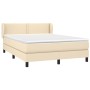 Giroletto a Molle con Materasso Crema 140x19 cm in Tessuto