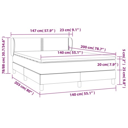 Giroletto a Molle con Materasso Marrone Scuro 140x200cm Tessuto