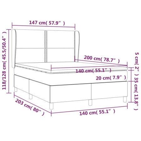 Giroletto a Molle con Materasso Tortora 140x200 cm in Tessuto