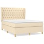 Giroletto a Molle con Materasso Crema 140x200 cm in Tessuto