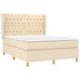 Giroletto a Molle con Materasso Crema 140x200 cm in Tessuto