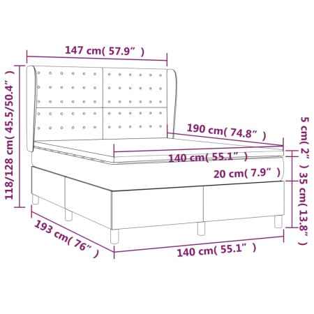 Giroletto a Molle con Materasso Tortora 140x190 cm in Tessuto