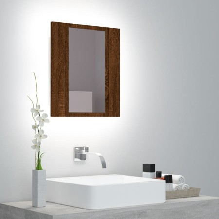 Mobile Bagno Specchio LED Rovere Marrone 40x12x45cm Multistrato