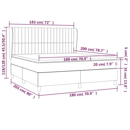 Giroletto a Molle con Materasso Grigio Scuro 180x200 cm Tessuto