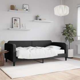 Divano Letto con Materasso Nero 90x200 cm in Tessuto