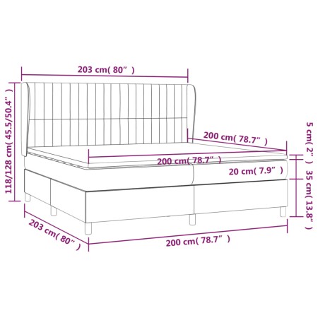 Giroletto a Molle con Materasso Grigio Chiaro 200x200cm Tessuto