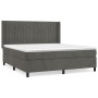 Giroletto a Molle con Materasso Grigio Scuro 160x200 cm Velluto
