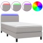 Letto a Molle Materasso e LED Grigio Chiaro 90x200 cm Tessuto