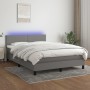 Letto a Molle Materasso e LED Grigio Scuro 140x190cm in Tessuto