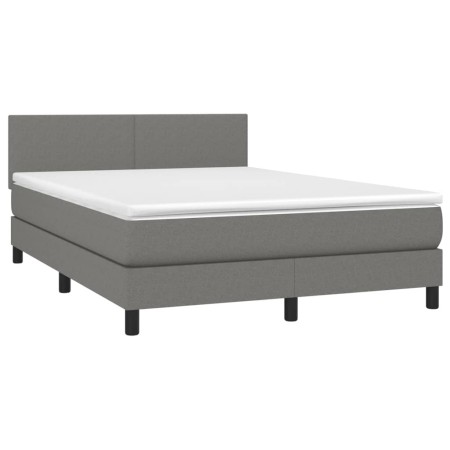 Letto a Molle Materasso e LED Grigio Scuro 140x190cm in Tessuto