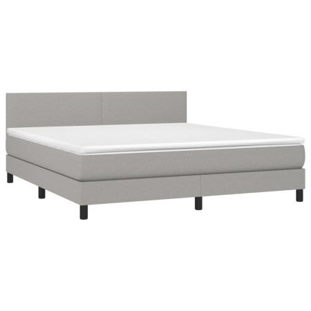 Letto a Molle Materasso e LED Grigio Chiaro 180x200 cm Tessuto