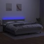 Letto a Molle Materasso e LED Grigio Chiaro 160x200 cm Tessuto