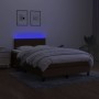 Letto a Molle Materasso e LED Marrone Scuro 120x200 cm Tessuto