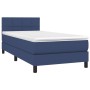 Letto a Molle con Materasso e LED Blu 90x190 cm in Tessuto