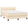 Letto a Molle con Materasso e LED Crema 140x190 cm in Tessuto