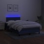 Letto a Molle con Materasso e LED Blu 120x200cm in Tessuto