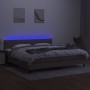 Letto a Molle Materasso e LED tortora 200x200cm in Tessuto