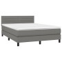 Letto a Molle Materasso e LED Grigio Scuro 140x200cm in Tessuto