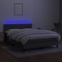 Letto a Molle Materasso e LED Grigio Scuro 140x200cm in Tessuto