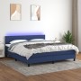 Letto a Molle con Materasso e LED Blu 180x200 cm in Tessuto