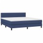 Letto a Molle con Materasso e LED Blu 180x200 cm in Tessuto