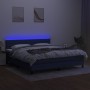 Letto a Molle con Materasso e LED Blu 180x200 cm in Tessuto