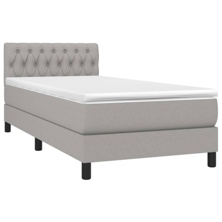 Letto a Molle Materasso e LED Grigio Chiaro 90x190 cm Tessuto