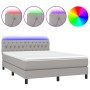 Letto a Molle Materasso e LED Grigio Chiaro 140x200 cm Tessuto