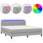 Letto a Molle Materasso e LED Grigio Chiaro 180x200 cm Tessuto