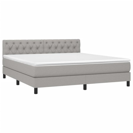 Letto a Molle Materasso e LED Grigio Chiaro 160x200 cm Tessuto