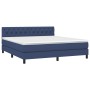 Letto a Molle con Materasso e LED Blu 160x200 cm in Tessuto