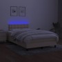 Letto a Molle con Materasso e LED Crema 120x200cm in Tessuto