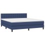 Letto a Molle con Materasso e LED Blu 160x200 cm in Tessuto